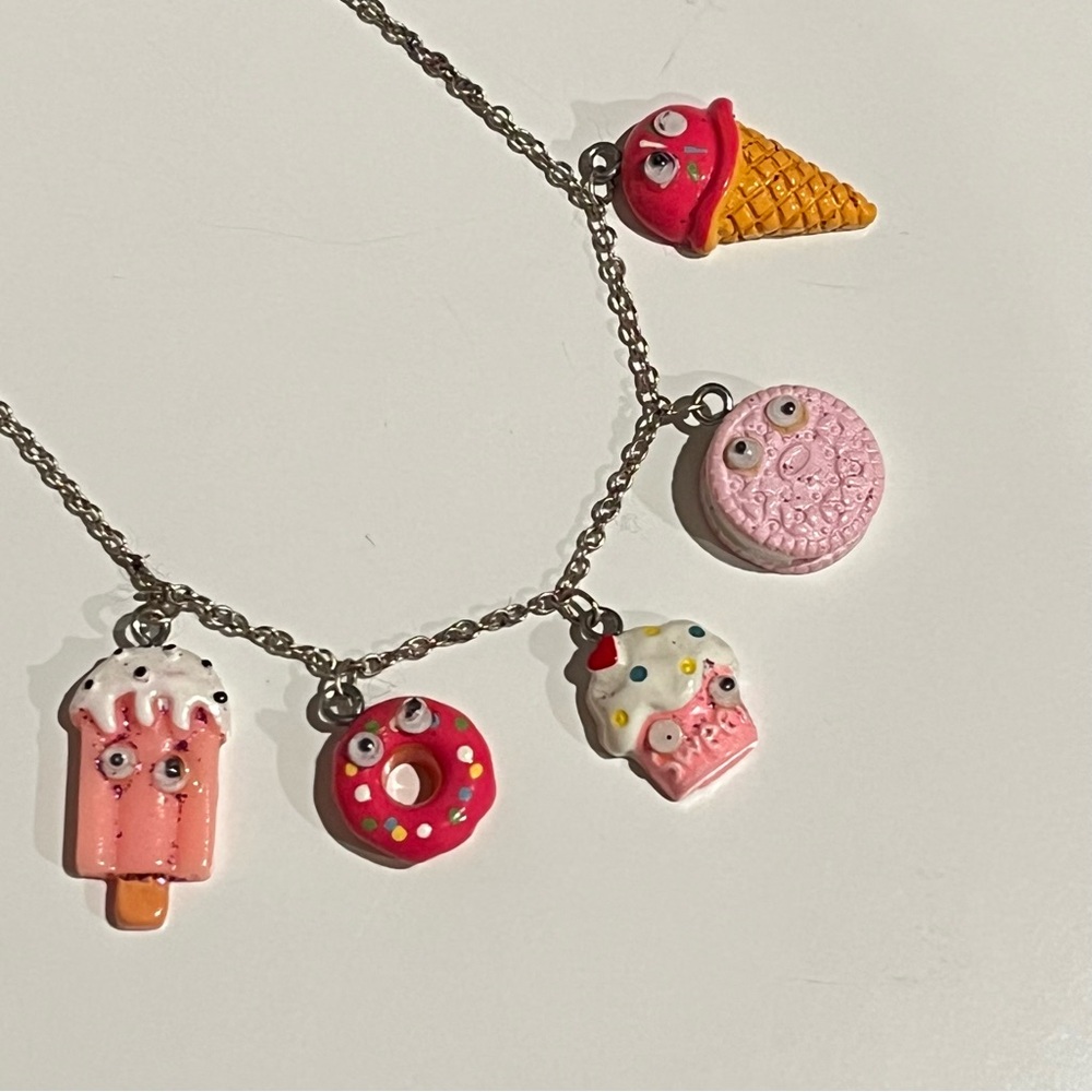 Sweet Treats Kawaii Food Charm Necklace Ice Cream, Donut, Macaron Cupcake